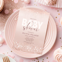 Tarjeta de Invitación para Baby Shower con Rosa Do