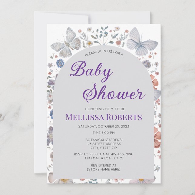 Tarjeta de Invitación para Baby Shower con Tema de (Anverso)