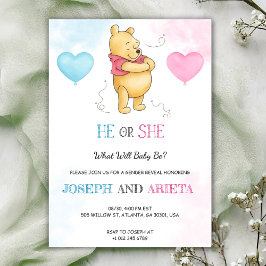 Tarjeta de invitación para baby shower con un oso