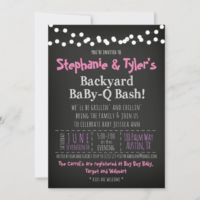 Tarjeta de Invitación para Baby Shower de BaByQ BB (Anverso)