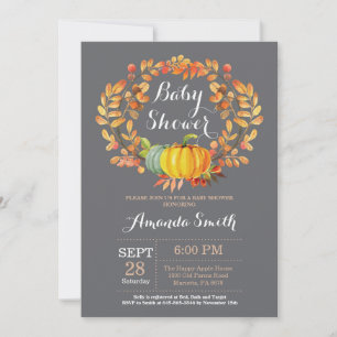 Tarjeta de invitación para baby shower de calabaza