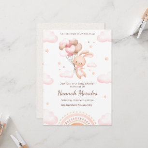 Tarjeta de invitación para baby shower de conejito