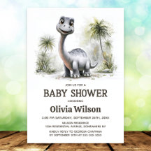 Tarjeta de Invitación para Baby Shower de Dinosaur