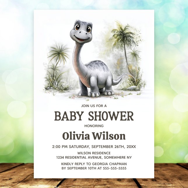 Tarjeta de Invitación para Baby Shower de Dinosaur (Subido por el creador)