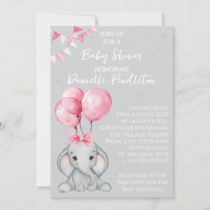 Tarjeta de Invitación para Baby Shower de Elefante