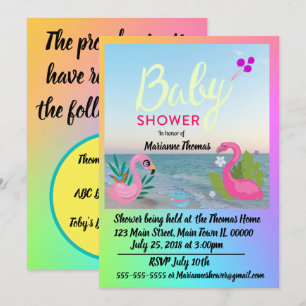 Tarjeta de Invitación para Baby Shower de Flamenco