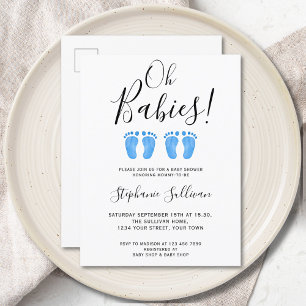 Tarjeta de invitación para baby shower de gemelos 
