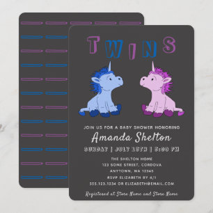 Tarjeta de invitación para baby shower de gemelos 