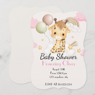 TARJETA DE INVITACIÓN PARA BABY SHOWER DE JIRAFA