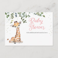 Tarjeta de Invitación para Baby Shower de Jirafa e