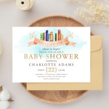Tarjeta de Invitación para Baby Shower de Libros d