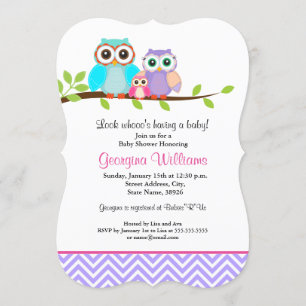 Tarjeta de Invitación para Baby Shower de Niña Búh