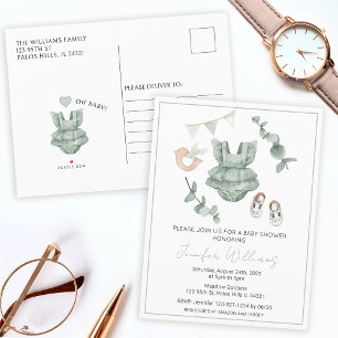 Tarjeta de invitación para baby shower de niña con