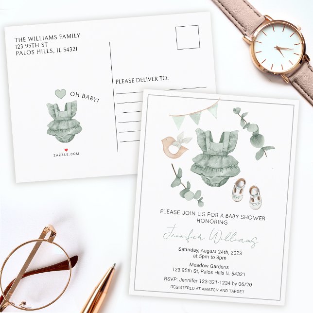 Tarjeta de invitación para baby shower de niña con (Subido por el creador)