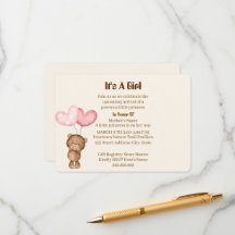 Tarjeta de invitación para baby shower de niña con