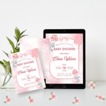 Tarjeta de Invitación para Baby Shower de Niña Ele
