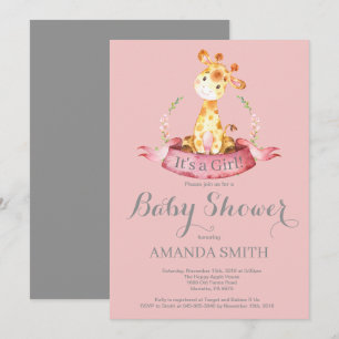 Tarjeta de Invitación para Baby Shower de Niña Jir