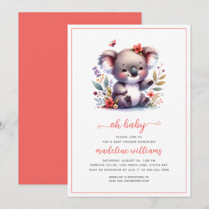 Tarjeta de Invitación para Baby Shower de Niña Koa