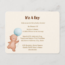 Tarjeta de invitación para baby shower de niño con