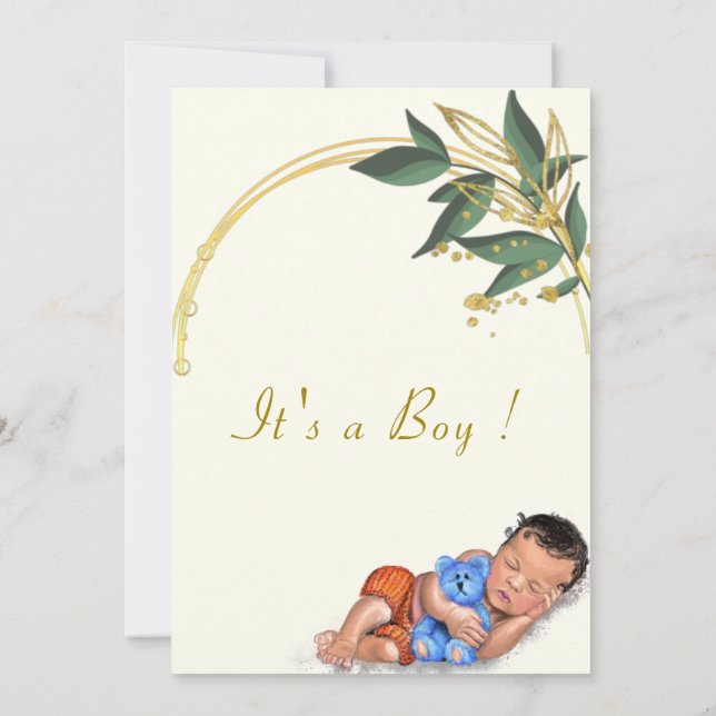 Tarjeta de Invitación para Baby Shower de Niño Dis (Reverso)