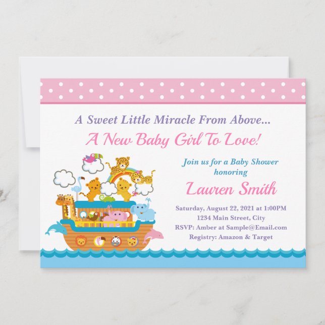 Tarjeta de invitación para Baby Shower de Noah's A (Anverso)