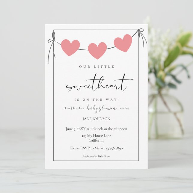 Tarjeta de Invitación para Baby Shower de Nuestra  (Anverso de pie)