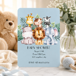 TARJETA DE INVITACIÓN PARA BABY SHOWER DE SAFARI, 