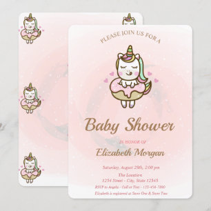 Tarjeta de Invitación para Baby Shower de Unicorni