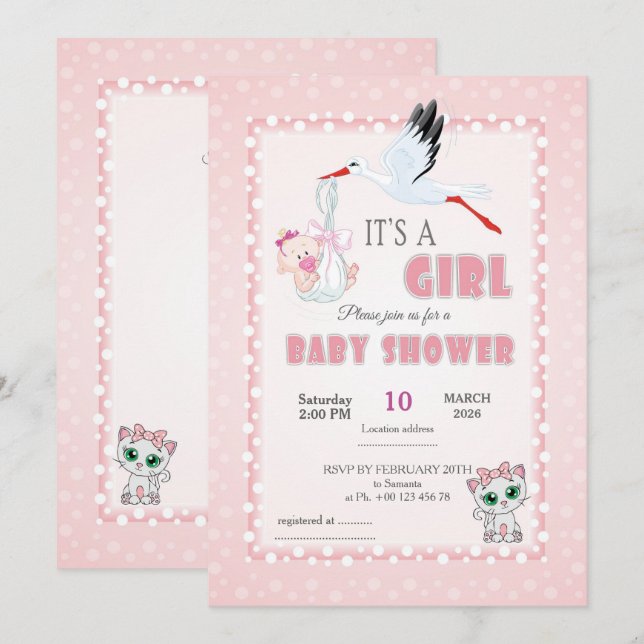 Tarjeta de Invitación para Baby Shower - ¡es una n (Anverso / Reverso)
