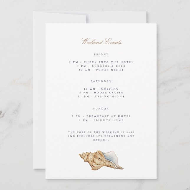 Tarjeta de invitación para bachillerato de playa t (Reverso)