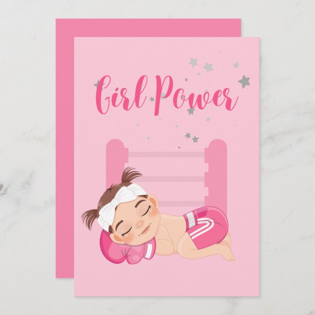 Tarjeta de Invitación para bebé con alimentación d (Anverso / Reverso)