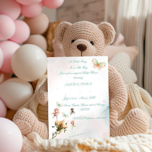 Tarjeta de invitación para bebé de hadas de hadas 