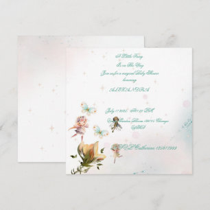 Tarjeta de invitación para bebé de jardín de hadas