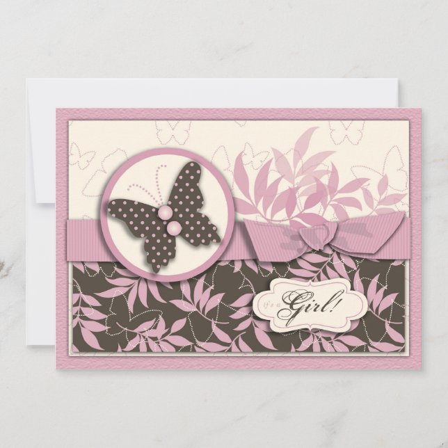 Tarjeta de invitación para bebé mariposa (Anverso)
