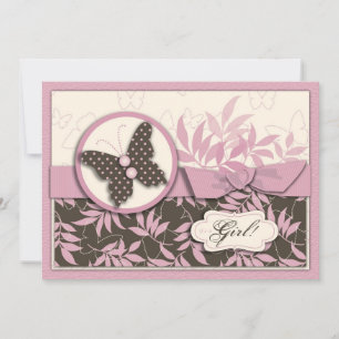 Tarjeta de invitación para bebé mariposa