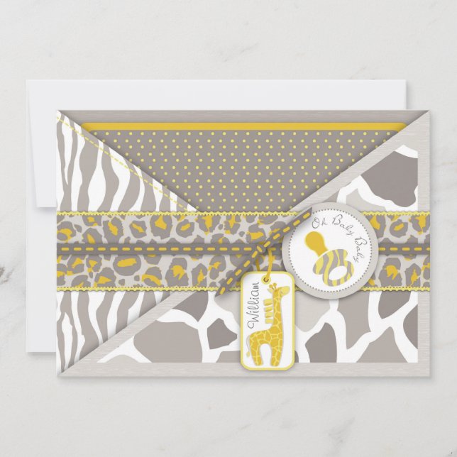 Tarjeta de invitación para bebé Safari (Anverso)