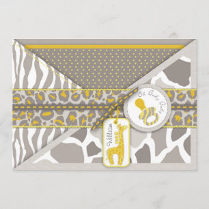 Tarjeta de invitación para bebé Safari