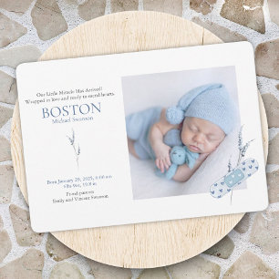 Tarjeta de Invitación para bebés azul para mending