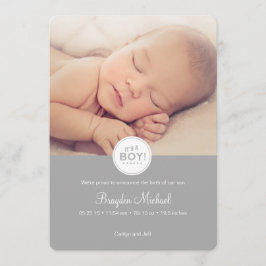 Tarjeta de Invitación para bebés en gris - ¡Es un 