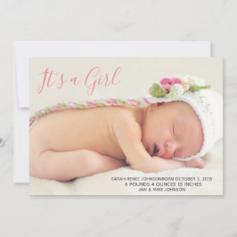 Tarjeta de Invitación para bebés - Es un Chica