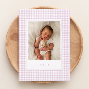 Tarjeta de Invitación para bebés Rosa Gingham