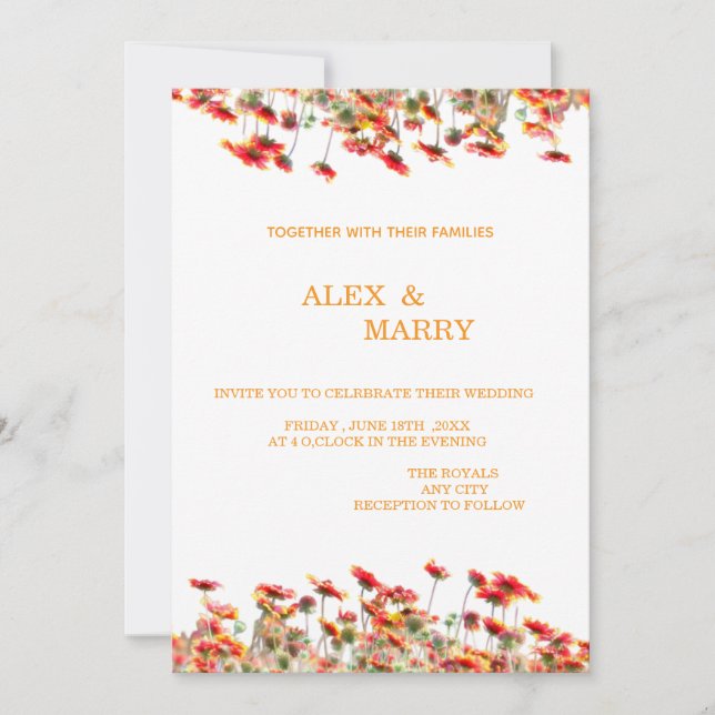 Tarjeta de Invitación para Boda Cumpleaños Baby Sh (Anverso)