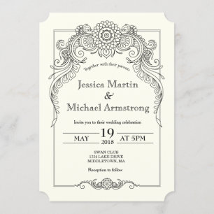 Tarjeta de invitación para boda de diseño de despl
