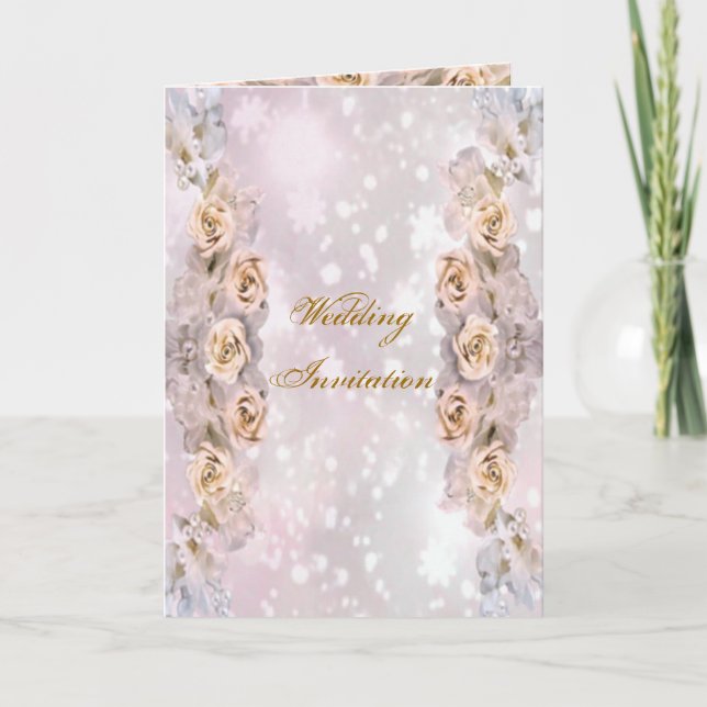 Tarjeta de invitación para boda de rosas (Anverso)