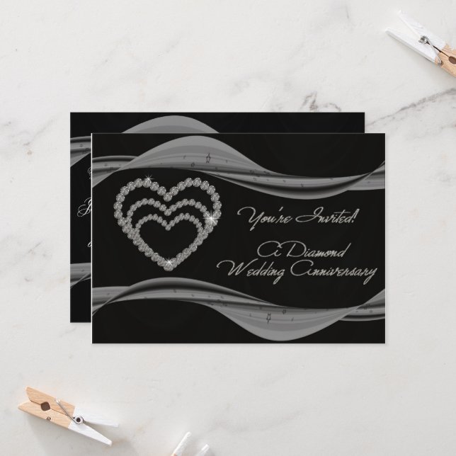 Tarjeta de Invitación para Bodas de Diamante (Anverso/Reverso In Situ)