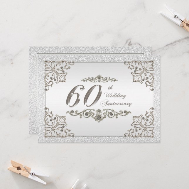 Tarjeta de Invitación para Bodas de Diamante (60 A (Anverso/Reverso In Situ)