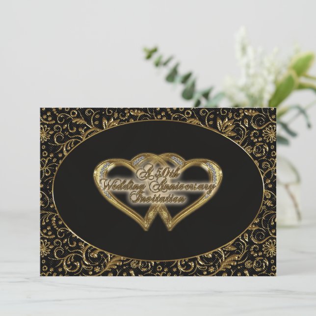 Tarjeta de Invitación para Bodas de Oro (50 Aniver (Anverso de pie)