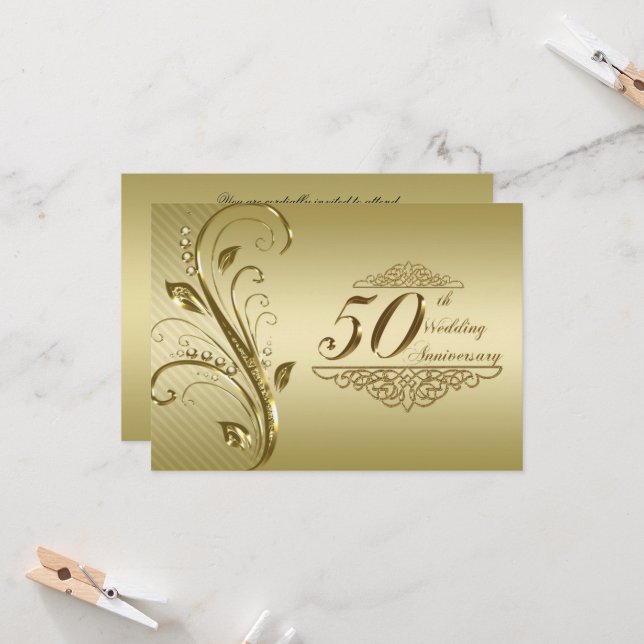 Tarjeta de Invitación para Bodas de Oro, 50 Aniver (Anverso/Reverso In Situ)