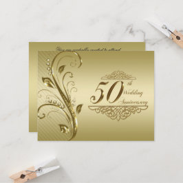 Tarjeta de invitación para bodas de oro, aniversar