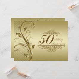Tarjeta de invitación para bodas de oro, aniversar